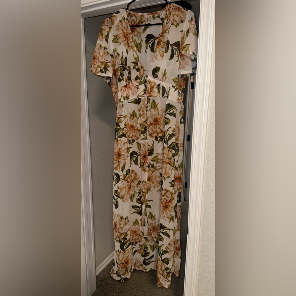 Versona Floral Sheer Long Cardigan/Duster